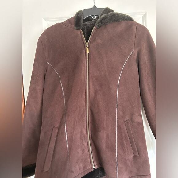 Vintage Marvin Richards Brown Faux Fur Lined Faux Sude Warm Winter coat Jacket M - Picture 3 of 15